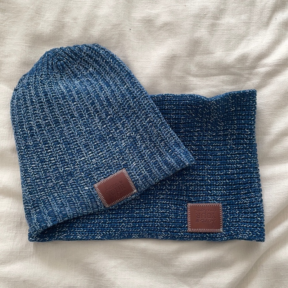 Love Your Melon Matching Blue Beanie & Scarf